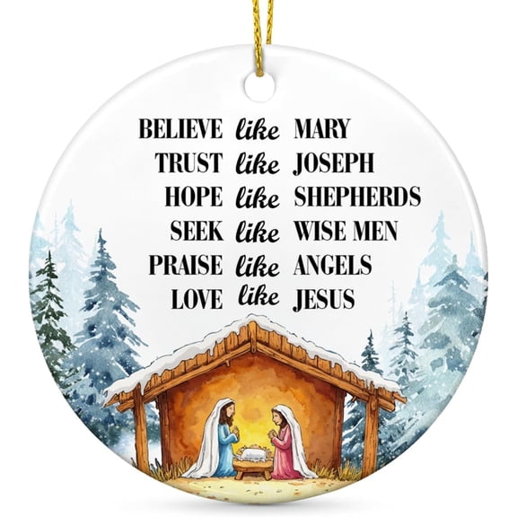 Christian Nativity Christmas Ornaments, Christian Inspirational Gifts For Family Friends Coworkers 2 Side
