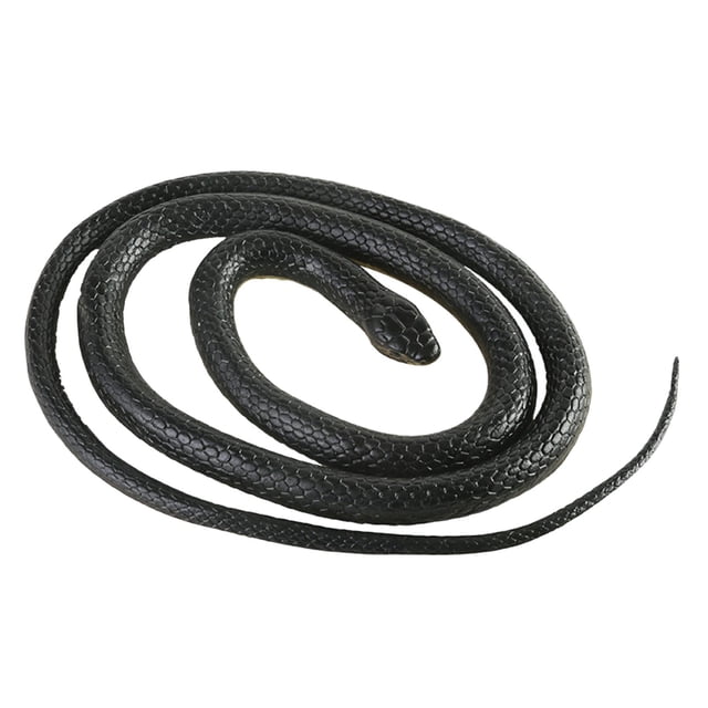 Juguete de serpiente falsa realista de goma grande de 47'' para accesorios de jardín y bromas prácticas. Negro