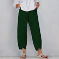 thumbnail image 2 of Diufon Plus Size Pants for Women Solid Color Capris Pants Linen Wide Leg Pants with Pockets, 2 of 5