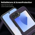 thumbnail image 3 of Dteck Magnetic Case for Samsung Galaxy Z Flip 5,Luxury Carbon Fiber Leather Compatible with Mag Safe Case with Ring Holder 360 Degree Adjustable Stand Slim Cover for Galaxy Z Flip 5,Purple, 3 of 5