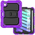 thumbnail image 2 of Case for iPad mini 6th Generation 8.3" 2021, Military Grade Protective Silicone PC Cover for iPad mini 6th Adjustable Kickstand & Shoulder Strap & Pencil Holder & 3-layer Protection,Purple+Black, 2 of 9