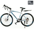 thumbnail image 3 of 700C Wheel Commuter Bicycle, 27 Speed Road Bike with Dual Disc Brakes for Men and Women, Adult Faster Racing Bike (Blue, Red, Blue, White), 3 of 12