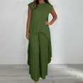 thumbnail image 2 of Breezora Women's Pleated Top and Wide Leg Pants Set Elastic Waist Comfortable Daily Wear Two Piece Outfit Trendy Lounge Attire XXXL Size Green, 2 of 6