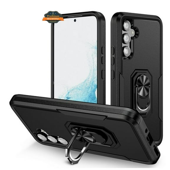 For Samsung Galaxy A54 5G Heavy Duty Hybrid Rugged 2in1 Shockproof Protective with Magnetic Ring Stand Holder Phone Case Cover by Xpression - Black