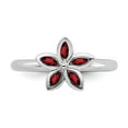 thumbnail image 4 of White Sterling Silver Ring Band Stackable Garnet Marquise Red, 4 of 5