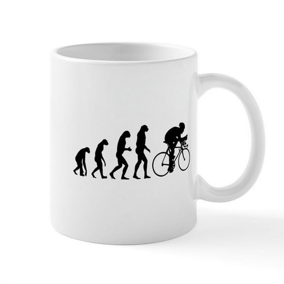 CafePress - Evolution Cyclist Mug - 11 oz Ceramic Mug - Novelty Coffee Tea Cup