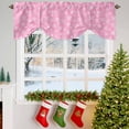 thumbnail image 3 of Winter Snowflake Tie Up Valances Curtain, Christmas Pink Background Modern Adjustable Rod Pocket Short Window Treatment Tie Up Curtains Valances for Kitchen Living Room Bathroom 42x12 Inches, 3 of 9