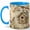Blue, variant on Rustic Birdhouse Coffee Mug, Watercolor Spring Flowers and Birds Design, 11 oz Ceramic Cup