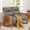 Taupe, variant on Modern Loveseat Bench Couch with Natural Rattan Arm, Upholstered Linen Small Love Seat Sofa 2-Seats Living Room Couch Settee, Comfy Lounge Recliner Chair-Ivory