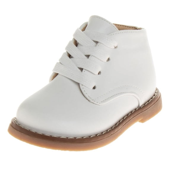 Josmo First Walkers Dress Shoes with Ankle Support, Hard Sole - High Top, Lightweight - White, Size: 4