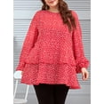 thumbnail image 3 of LovelyWholesale Long Sleeve Round Neck Dot Print Layered Cascading Women's Plus Blouse, 3 of 5