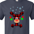 thumbnail image 4 of Inktastic Cute Flannel Reindeer with Christmas Bulbs and Snowflakes T-Shirt, 4 of 5