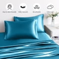 thumbnail image 6 of Yalamila Satin Sheet Set Twin Size, Blue 3 Pcs, Luxury Cooling Silky Soft 3 Pieces Bed Sheet Set with Deep Pocket Fitted Sheet, Flat Sheet and Pillowcase for Hair and Skin, 6 of 10