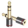 thumbnail image 1 of Adaptador de auriculares estéreo Uxcell 2Pcs TRS 6.35mm macho a 3.5mm hembra, convertidor de audio de cobre puro chapado en oro para guitarras, altavoces, computadoras, gris, 1 of 6