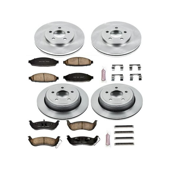 Front and Rear Brake Pad and Rotor Kit - Compatible with 2003 - 2011 Mercury Grand Marquis 2004 2005 2006 2007 2008 2009 2010