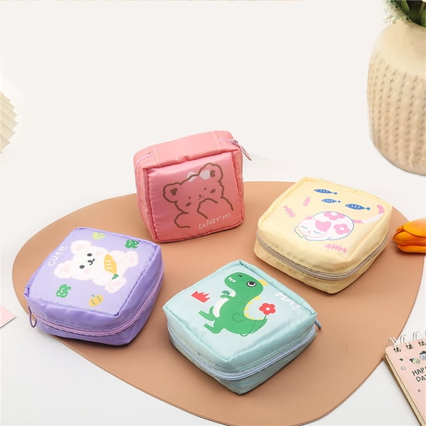 Xihbxyly Bonita Bolsa para Guardar Toallas Sanitarias, Organizador Portátil de Tampones, Cierre de Cremallera, Tela de Sarga, Imprescindible de Viaje, Diseño Moderno, Accesorio de Higiene para Niñas.