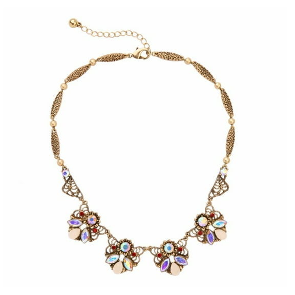 Goldtone Iridescent Crystal Necklace
