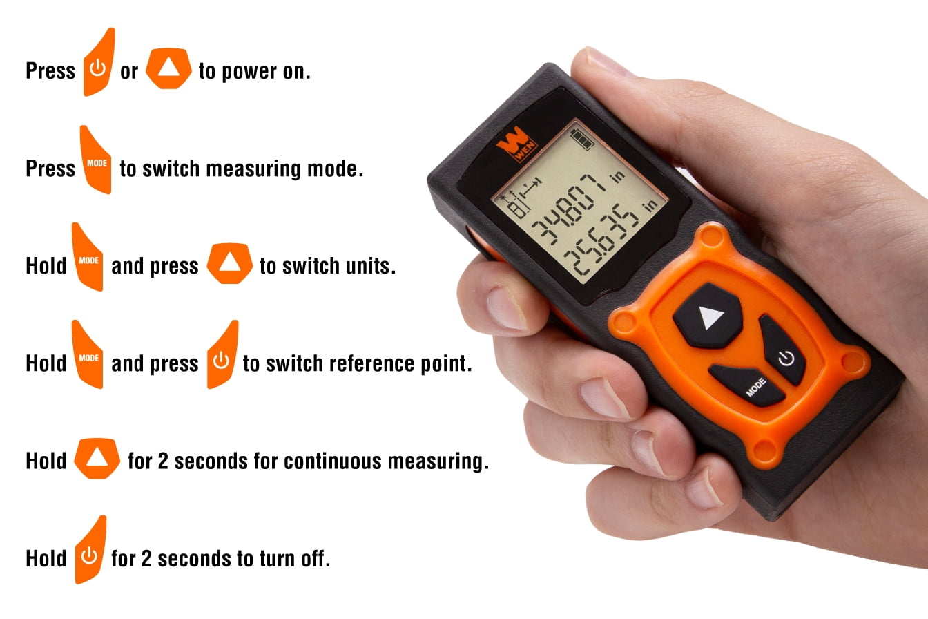 WEN 130-Feet Laser Distance Measure with Backlit Screen