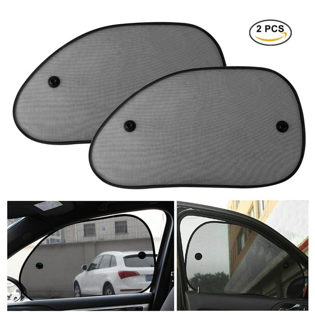 2 parasoles negros para ventana lateral de coche, malla protectora, protección solar UV