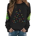 thumbnail image 2 of Chandails d'Automne Grande Taille pour Femmes Chandails de Noël pour Femmes Tête de Cerf Imprimée Col Rond Manches Longues Sweat à Capuche Amusant Noir TTG, 2 of 5