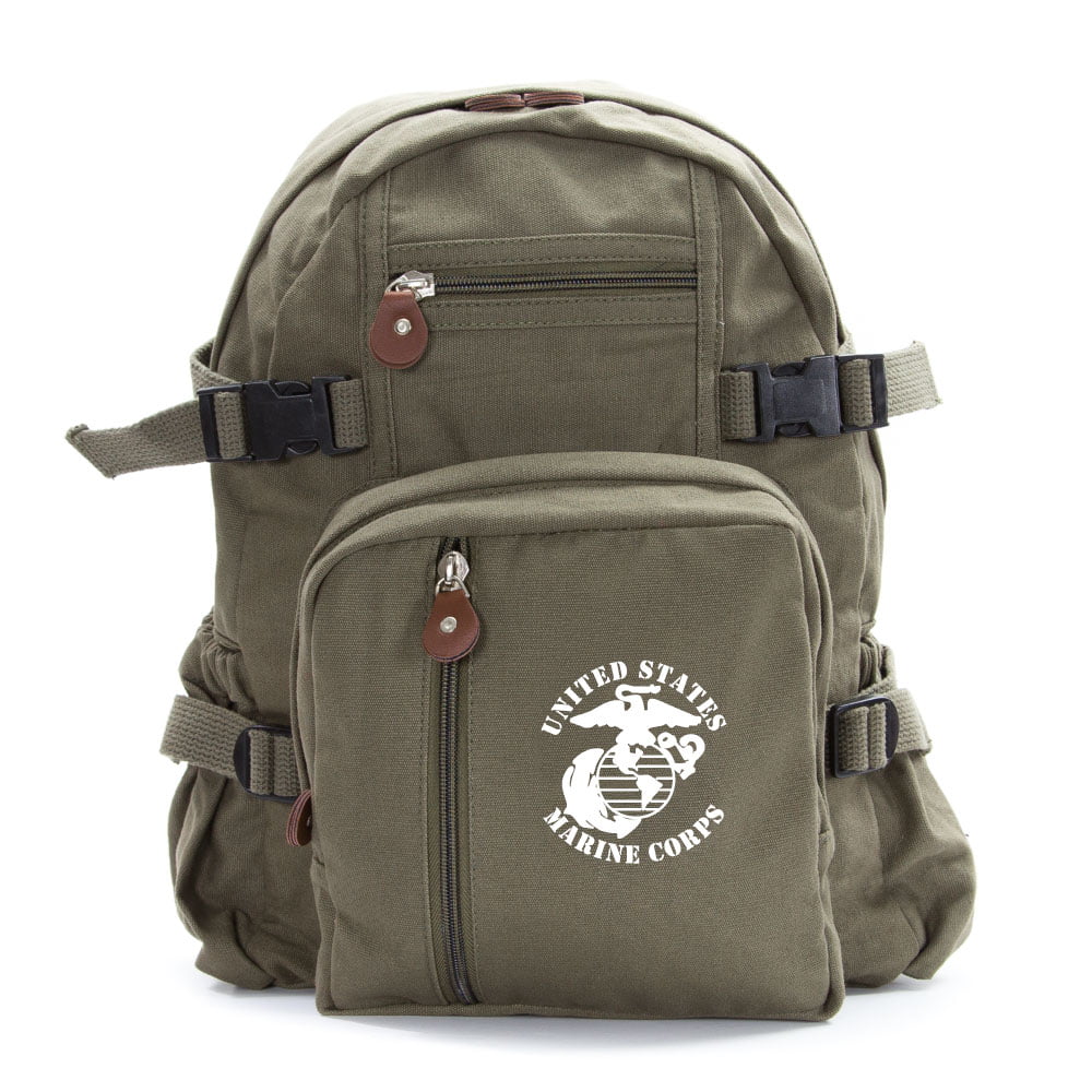 United States Marine Corps Army Sport Heavyweight Canvas Backpack Bag 