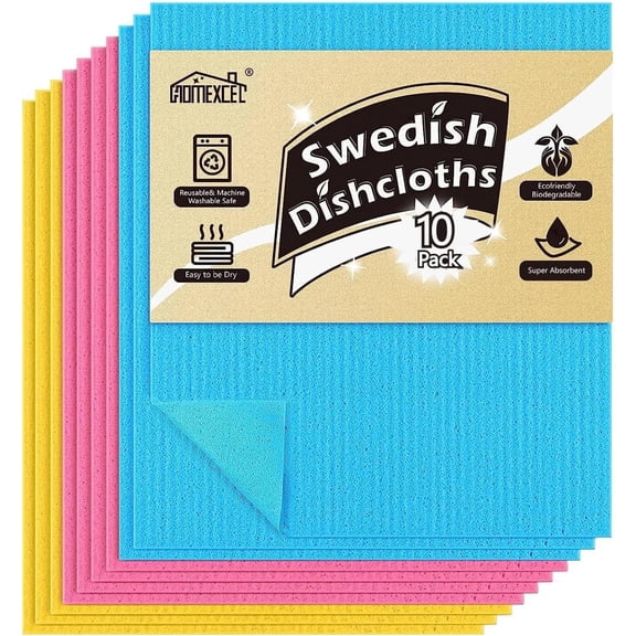 10PK Swedish Dishcloths for Kitchen, Absorbent Dish Cloths, 7x6in