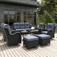 thumbnail image 5 of LayinSun 9 Pieces Outdoor Patio Furniture Set, Rattan Wicker Sectional Swivel Rocker Chairs Sets with Ottomans, Swivel Glider Chairs,Single Chairs and Coffee Table, 5 of 8