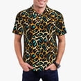 thumbnail image 1 of Balery Teal Leopard Camisa Polo de Hombre con Estampado, de Manga Corta y Tejido Medio, Camisa Tipo Golf Polo-Large, 1 of 6