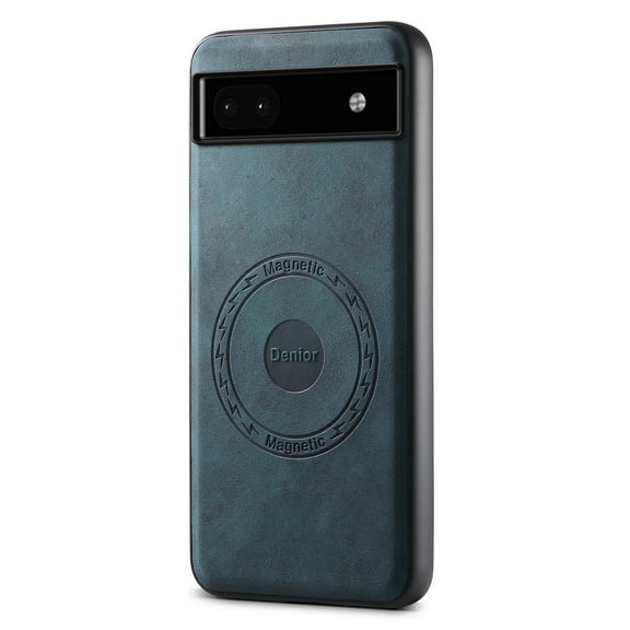 Phone Case for Google Pixel 6a, Strong Magnetic Compatible with Mag-Safe, Vintage PU Leather Men Women Cover, Non-Slip Grip Shockproof Protective Bumper Case for Google Pixel 6a, Blue