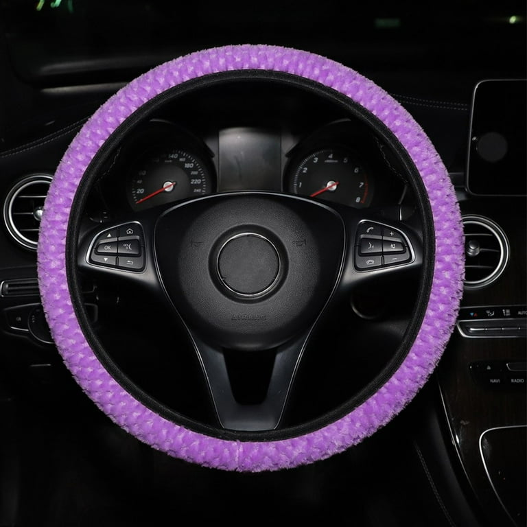 Fule Fluffy Microfiber Plush Steering Wheel Cover, Universal 15