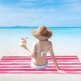thumbnail image 4 of Toalla de playa de gran tamaño para adultos - Toalla de piscina ligera de poliéster a rayas | Toalla de viaje de baño sin arena de secado rápido para hombres y mujeres para acampar | 59x27 pulgadas, 4 of 5