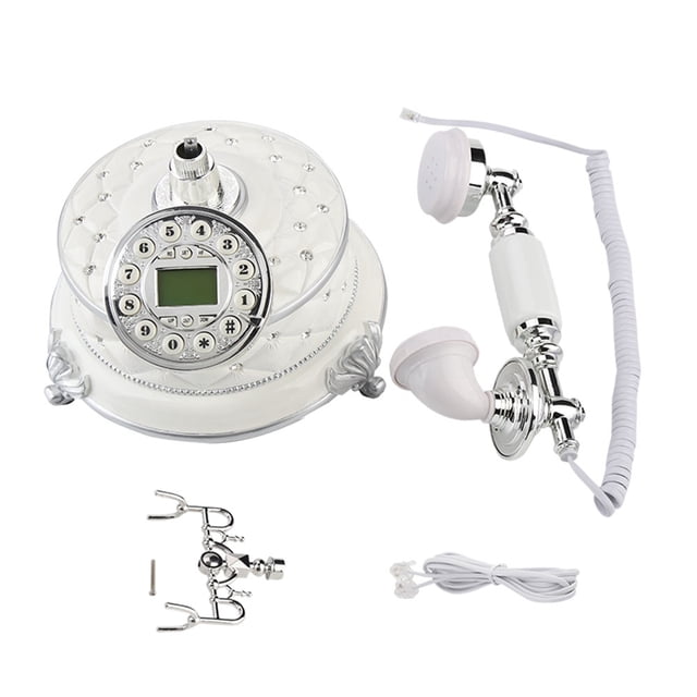 Placa de teléfono Retro Vintage NikouMX Dial giratorio teléfono fijo para oficina y hogar Diamante blanco