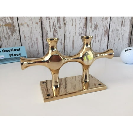 Brass Cleats - Large Brass Double Cross Bollard Cleat - Nautical Marine Boat Dock Chock -Handle