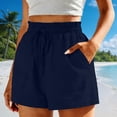 thumbnail image 2 of SBYOJLPB Shorts for Fashion Women Casual High Waist Linen Loose Pocket Straight Solid Short Pants, 2 of 6