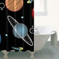 thumbnail image 5 of Cute Celestial Shower Curtain Space Geek Theme with Rocket Alien Spacecraft Quick-Dry Fade-Resistant Fabric, 5 of 5