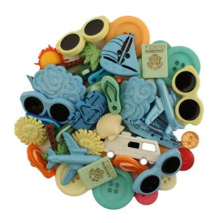 Craft Punch Embossed Button - BUTTONS GALORE 50+ BUTTONS FOR SEWING & CRAFTS - SUMMER VACATION