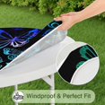 thumbnail image 5 of Blue Green Butterfly Pattern Round Fitted Tablecloth with Elastic Edge,Dining Table Cover Waterproof,Outdoor Round Tablecloth for Camping,Dining,Indoor and Outdoor, 5 of 7