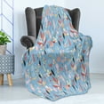 thumbnail image 4 of Colorful Soft Flannel Fleece Throw Blanket, Floral Artwork Autumn Leaves on Blue Backdrop Garden Theme Nature Illustration, Cozy Plush for Indoor and Outdoor Use, 70" x 90", Multicolor, by Ambesonne, 4 of 5