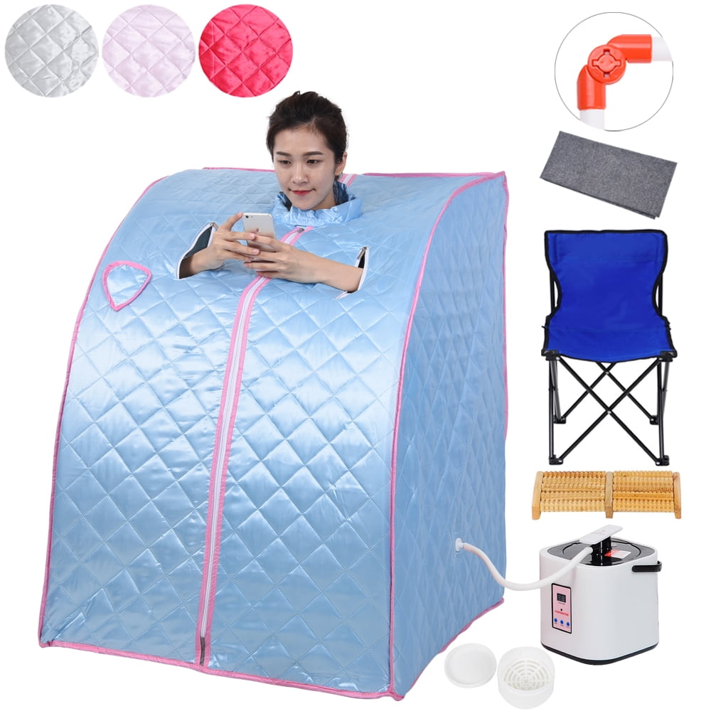 2L Portable Steam Sauna SPA Slimming Detox Weight Loss Indoor Home w Chair Red Silver... by Yescom