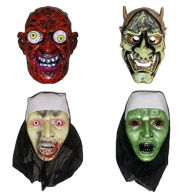 4 Pcs Halloween Clown Mask, Scary Clown Mask Scary Skull Mask Perfect for Cosplay, Halloween Horror Party Hell Messenger Headgear Clown Mask (Plastic)