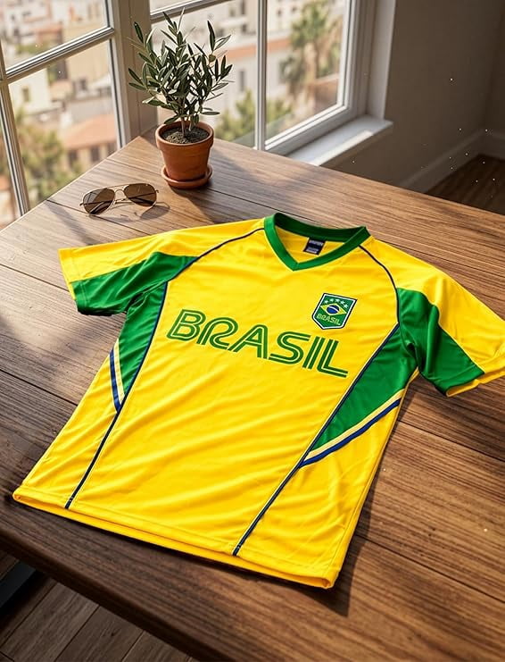 Icon Sports Brazil Soccer Jersey, Yellow/Green, 100% Poly, YXS-XXL