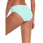 Ocean Blues Women's Full Coverage Bikini Bottom Low Rise Ruched Sides Swim Bottoms Blue Bathing Suit Bottoms