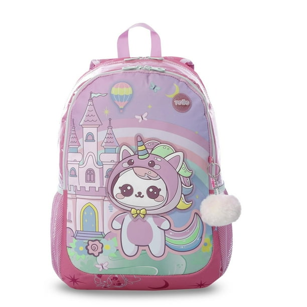 TOTTO Mochila Escolar Grande para Niña con Bolsillo para Botella | 18 L MAGIC SPARK L rosa G