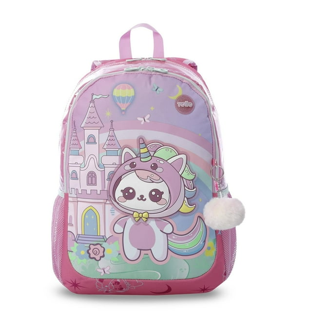 TOTTO Mochila Escolar Grande para Niña con Bolsillo para Botella | 18 L MAGIC SPARK L rosa G