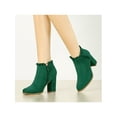 thumbnail image 6 of BLISSFUL STEP Women Ruffle Block High Heels Ankle Boots for Women Emerald Green 7, 6 of 8