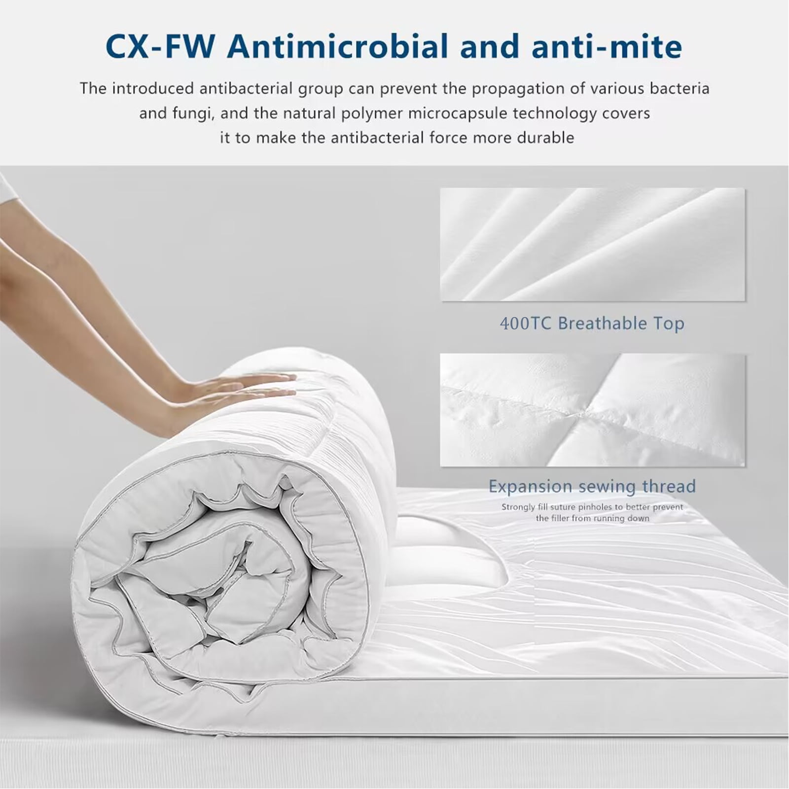 Mattress Topper Full Size Extra Thick Pillow Top Mattress Pad Cover for Back Pain Relief Cooling & Breathable Bed Topper