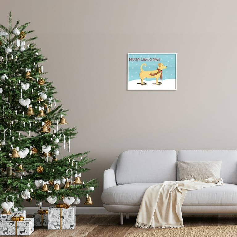 Free Shipping! Stupell Industries Christmas Snowshoe Dog Framed