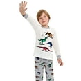 FEDPOP Toddler Boy Dinosaur Long Sleeve Top & Long Pants 100 Cotton