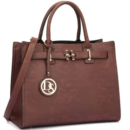 - Dasein Decorative Front Belted Gold Plated Hinge Satchel Handbag