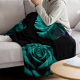 thumbnail image 3 of Teal Blue Rose Blanket Soft Cozy Warm Throw Blanket for Couch, Plush Fuzzy Flannel Fleece Blankets for Sofa, Vintage Abstract Garden Flower Floral Black Bed Blankets Gifts for Men, 40"x50", 3 of 9